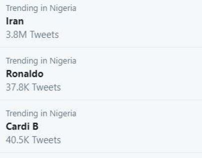 Cardi B trending on Twitter
